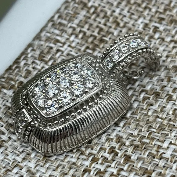 Vintage Judith Ripka Sterling Silver CZ Cluster Enhancer Pendant